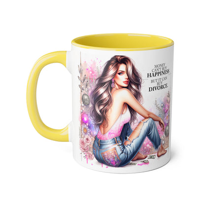 Money Can't Buy Happiness But It Can Buy Divorce Humoristic  Accent Mug | Funny Coffee Cup | Gift for Her | Unique Barware for Friends | Birthday & Self-Care Mug