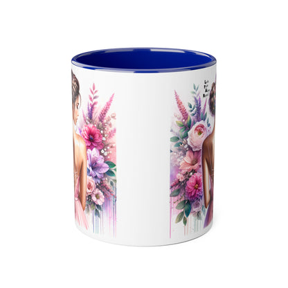 Floral Elegance Mug - Inspirational Coffee Cup, Gift for Her, Wedding Favor, Valentine's Day, Home Decor