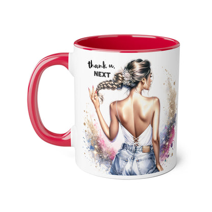 Chic Gratitude Coffee Mug, Thank U Next Mug, Inspirational Gift, Black Handle Accent Mug, Feminine Decor, Coffee Lovers Gift