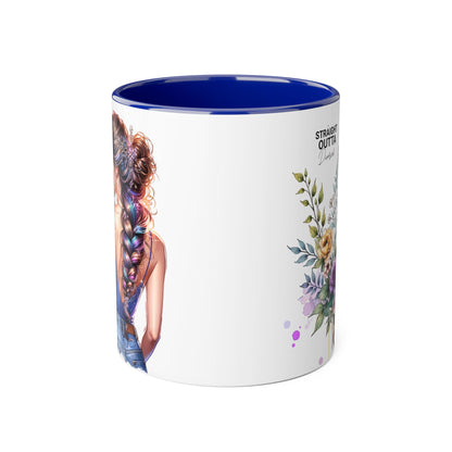 Straight Outta Divorced Humoristic Floral Art Coffee Mug, Gift for Her, Unique Coffee Cups, Floral Mugs for Any Occasion