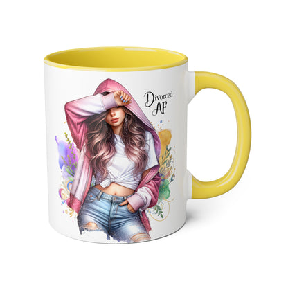 Trendy Accent Mug - 'Divorced AF' Design, Chic Gift for Friends, Coffee Lovers, Inspirational Drinkware, Birthday, Everyday Use