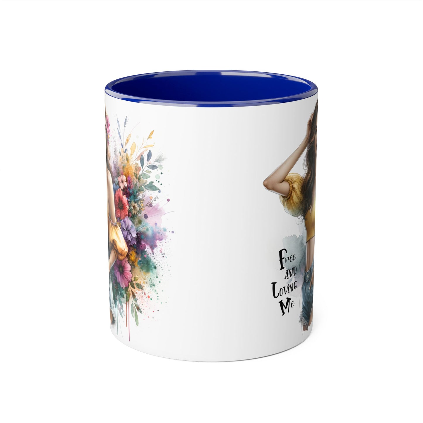 Free and Loving Me Bohemian Floral Accent Mug, Women's Gift, Coffee Mug, Inspirational Coffee Cup, Tea Lover's Mug
