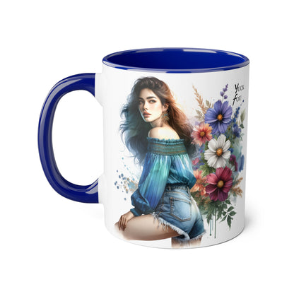 Bohemian Accent Mug - Yuck Fou Floral Design, Gift for Artists, Unique Coffee Cup, Home Decor, Stylish Drinkware