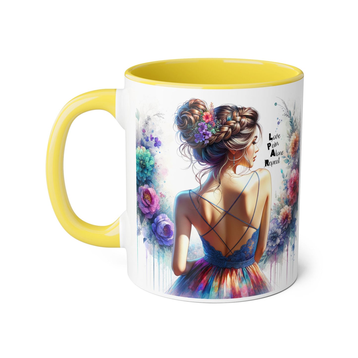 Floral Accent Mug - Vibrant Coffee Cup, Gift for Her, Home Decor, Inspirational Quotes, Art Lover's Mug, Tea Lover's Gift