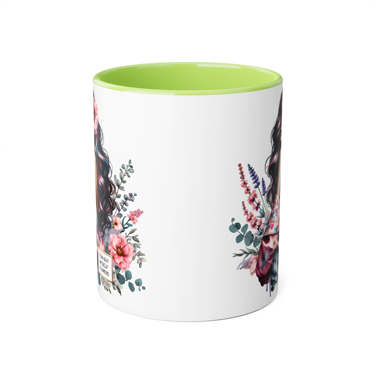 I Can Buy Myself Flowers Floral Accent Mug, Inspirational Coffee Cup, Gift for Her, Self-Care Mugs, Women's Empowerment Drinkware