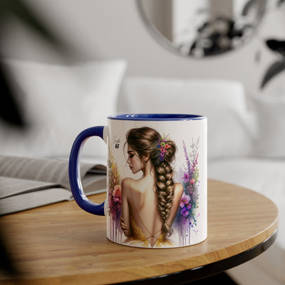Floral Art Accent Mug, Coffee Cup for Home Decor, Gift for Her, Birthday Present, Inspirational Drinkware