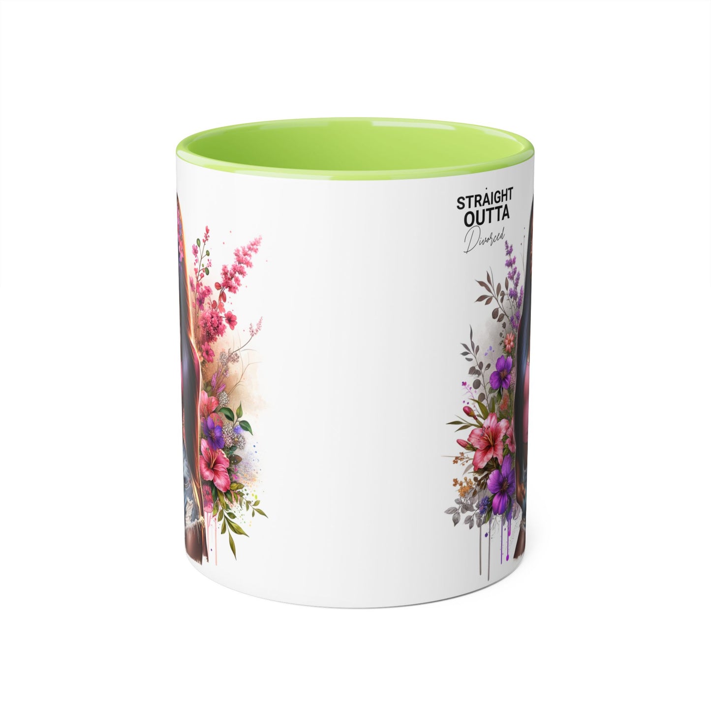Straight Outta Divorced Humoristic Floral Accent Mug