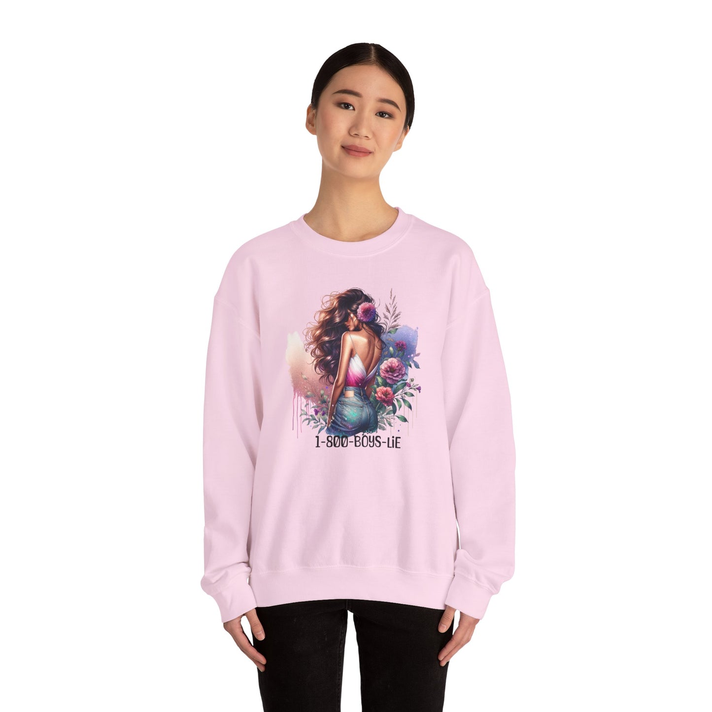 1-800-Boys-Lie Boss Babe Floral Sweatshirt | Unisex Comfortable Crewneck, Trendy Gift for Her, Affirmation Clothing, Cozy Fashion