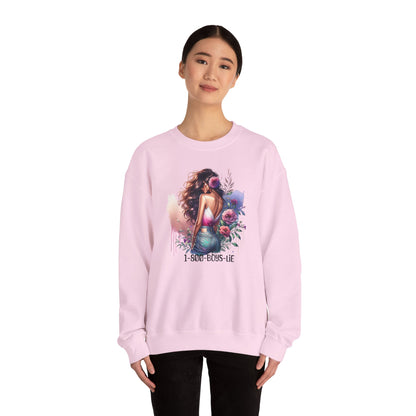 1-800-Boys-Lie Boss Babe Floral Sweatshirt | Unisex Comfortable Crewneck, Trendy Gift for Her, Affirmation Clothing, Cozy Fashion