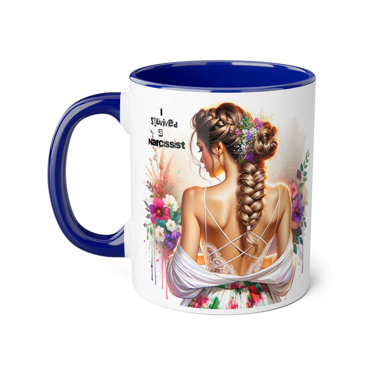Narcissist Accent Mug, Coffee Cup for Self-Love, Gift for Her, Inspirational Mug, Floral Art Ceramic Mug
