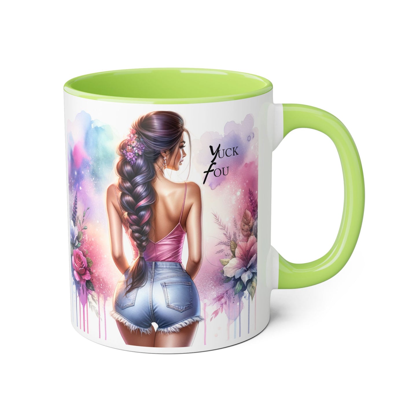 Colorful Floral Accent Mug |  Yuck Fou  Coffee Cup | Unique Gift for Her, Inspirational Drinkware, Fun Tea Mug, Motivational Gift