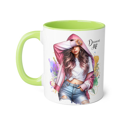 Trendy Accent Mug - 'Divorced AF' Design, Chic Gift for Friends, Coffee Lovers, Inspirational Drinkware, Birthday, Everyday Use