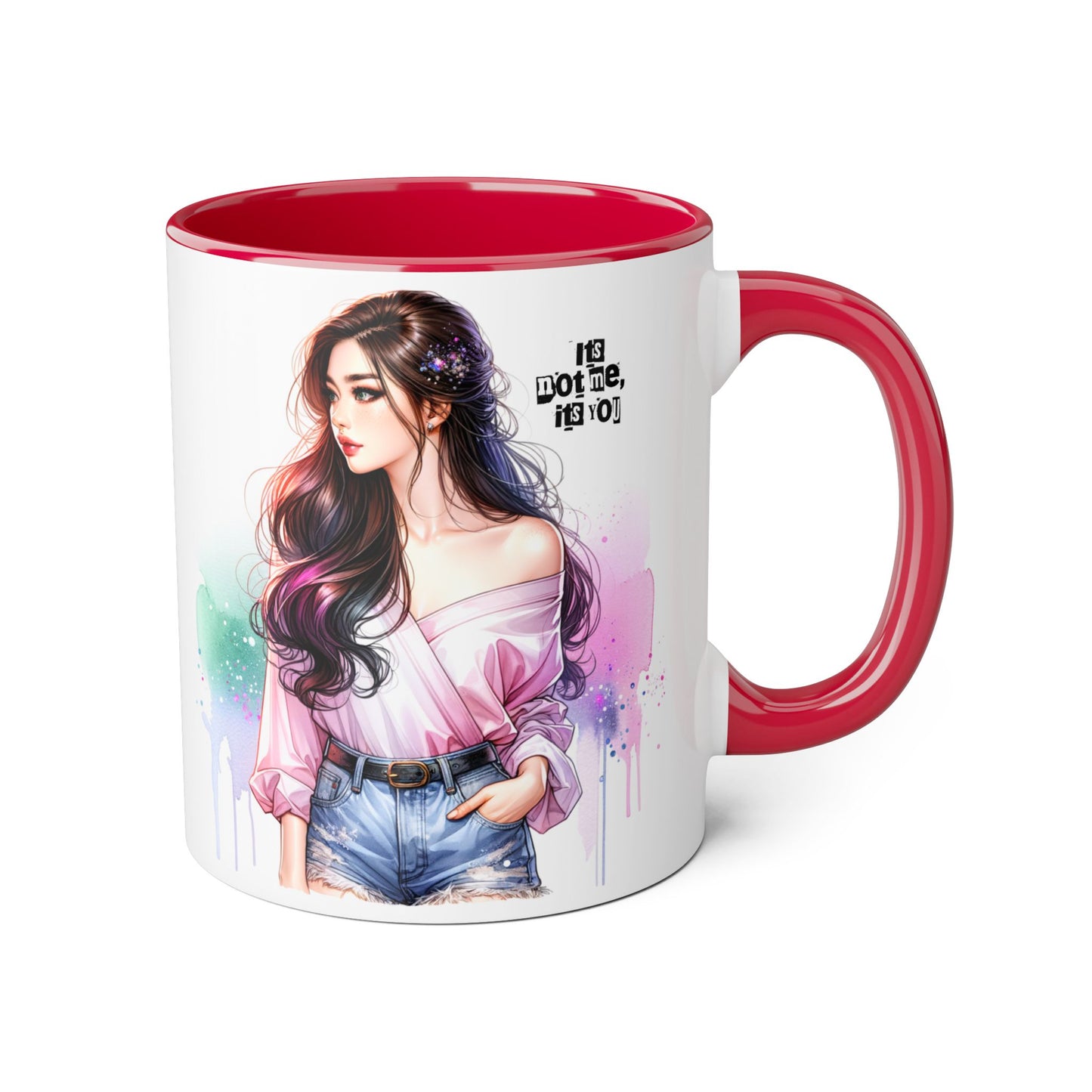 It's Not Me, It's You Humoristic Vibrant Accent Mug, Espresso Lover's Gift, Stunning Art Print Mug, Unique Coffee Cup, Colorful Tea Mug, Perfect for Birthdays, Cozy Vibes
