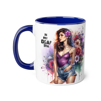 Colorful Floral IDGAF Mug, Inspiring Coffee Cup, Gift for Her, Sassy Drinkware, Unique Floral Mug, Birthday Gift