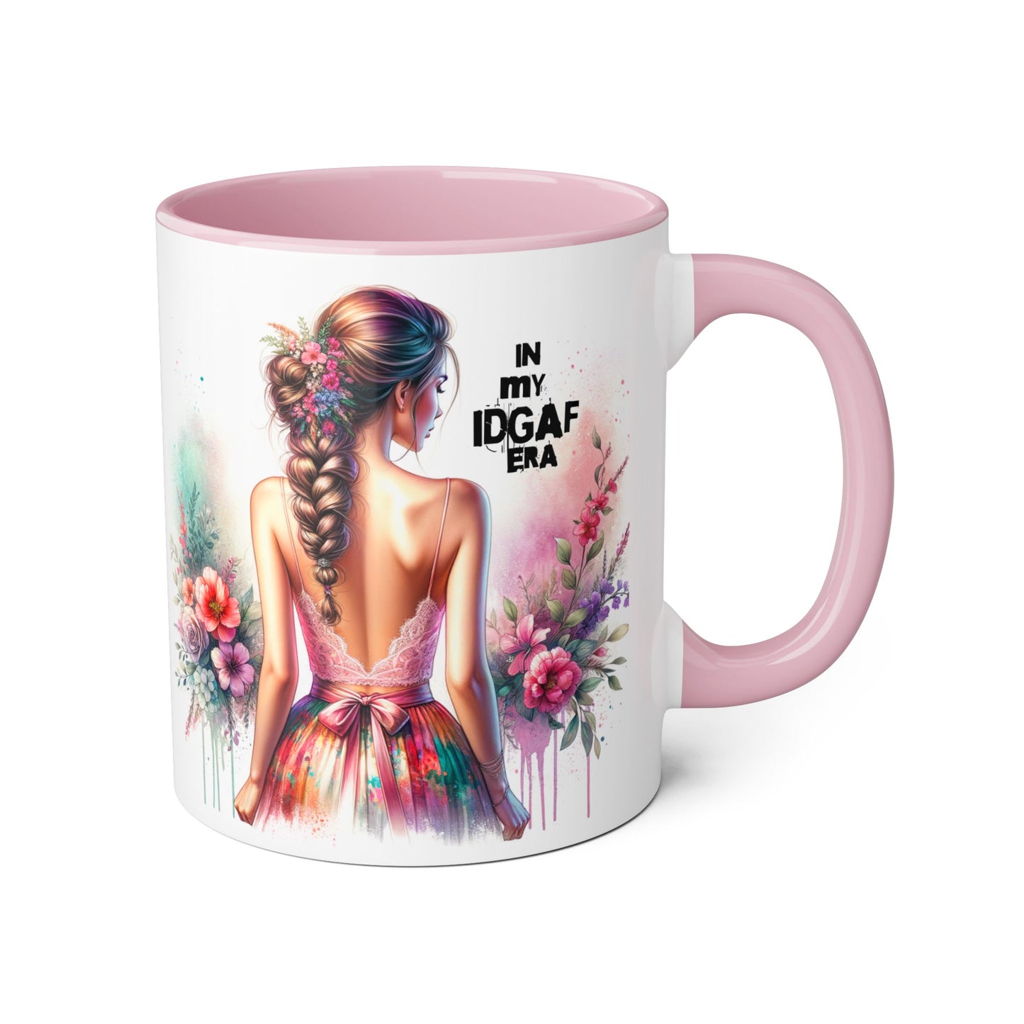 Bold IDGAF Era Accent Mug, Coffee Cup for Strong Women, Gift for Her, Floral Art Mug, Motivational Drinkware