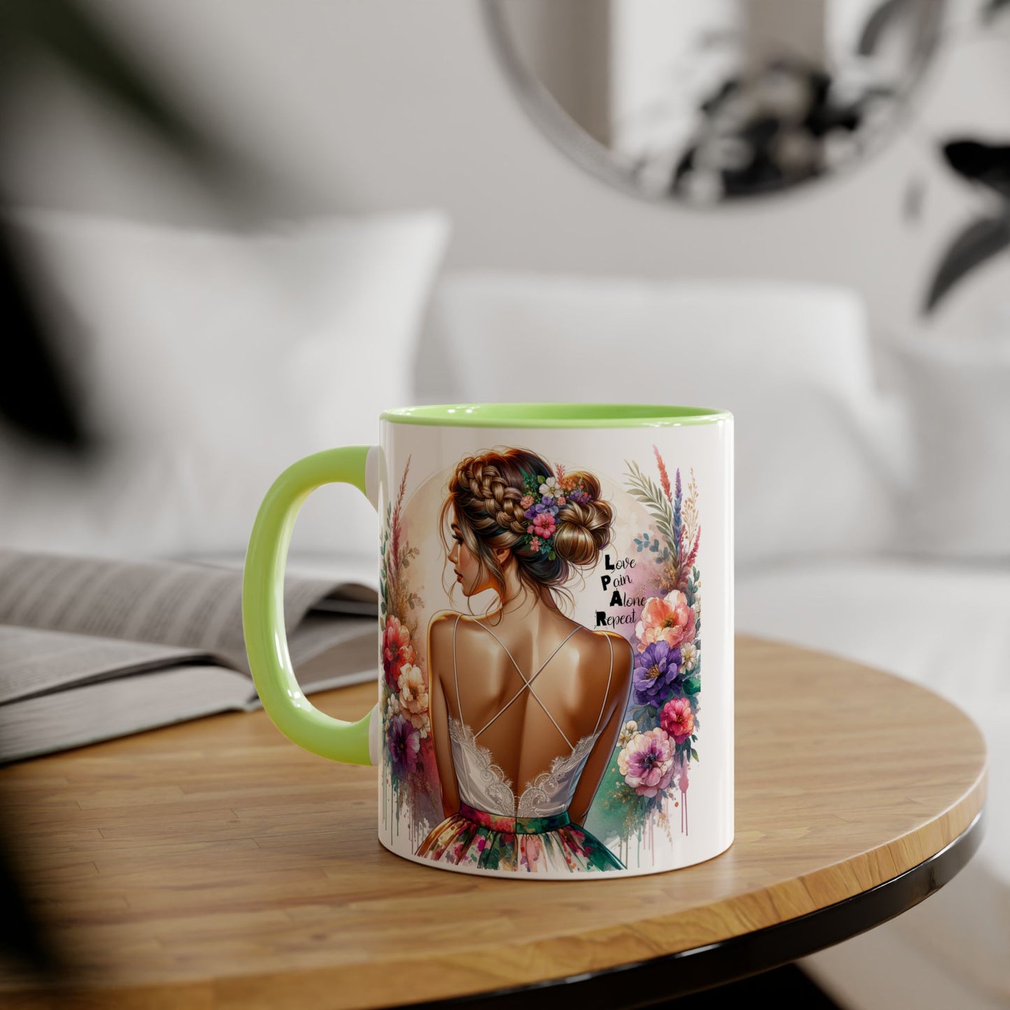 Floral Latte Mug, Inspirational Coffee Cup, Boho Style Mug, Gift for Her, Art Print Mug, Relaxing Beverage Mug