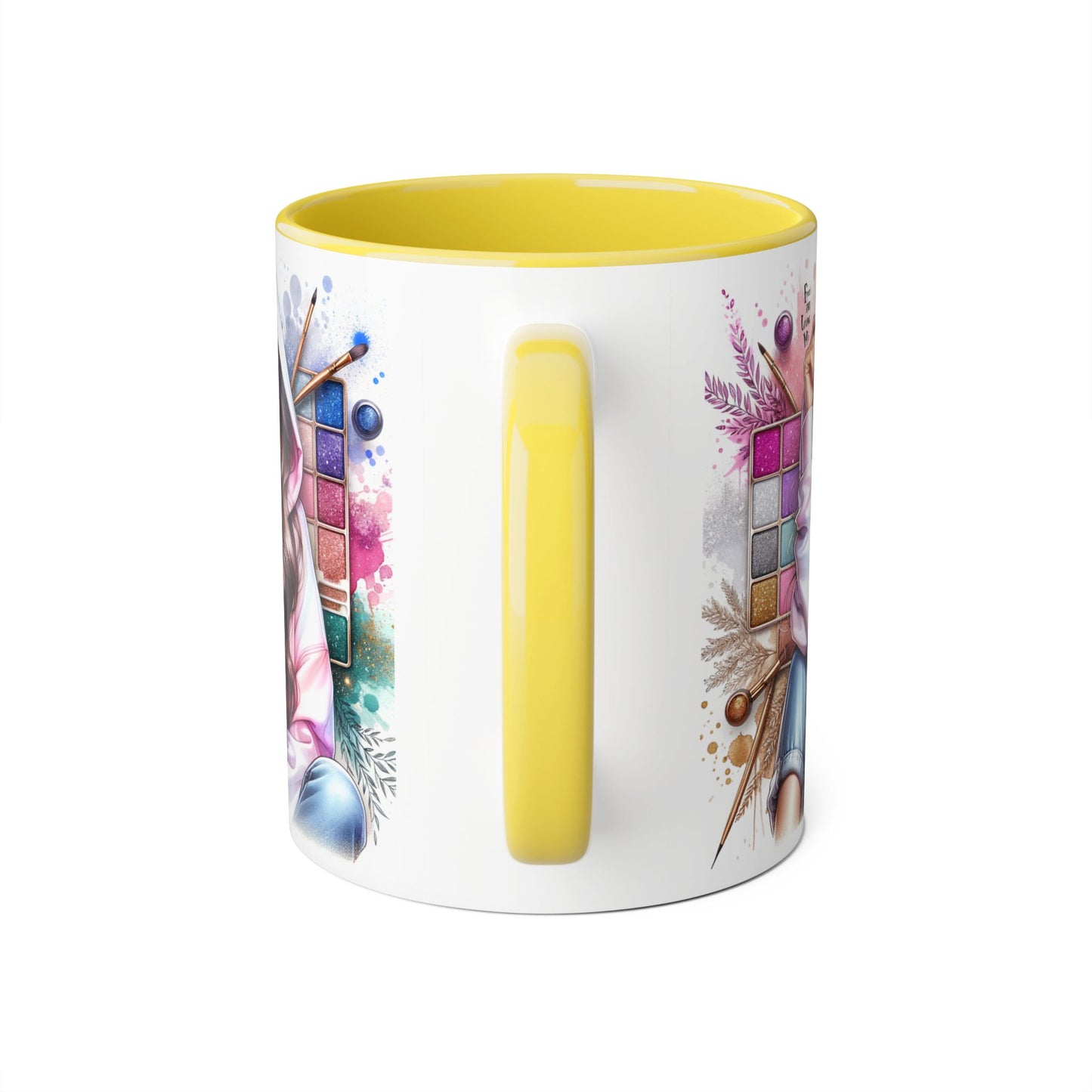 Free and Loving Me Artistic Accent Mugs, Fashionista Gift, Makeup Artist Coffee Cup, Unique Artistic Mug, Stylish Beverage Container, Creative Decor