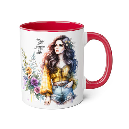 Mug Money Can't Buy Happiness But It Can Buy Divorce Humoristic 11oz Accent Mug