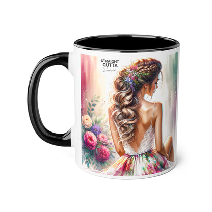 Straight Outta Divorced Humoristic Elegant Floral Accent Mug, Artistic Coffee Cup, Gift for Her, Home Decor, Tea Lover's Mug, Birthday Gift Idea, Wedding Favor