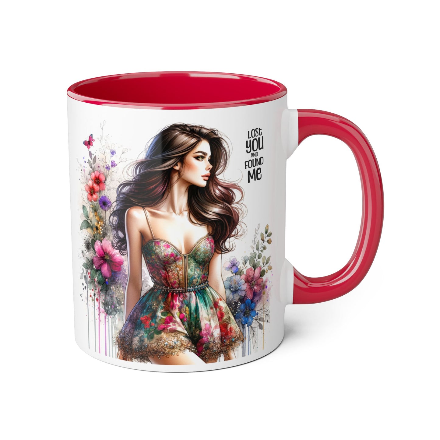 Lost You and Found Me Floral Accent Mug, Coffee Cup Gift for Her, Inspirational Drinkware, Home Decor, Birthday Present