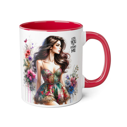 Lost You and Found Me Floral Accent Mug, Coffee Cup Gift for Her, Inspirational Drinkware, Home Decor, Birthday Present