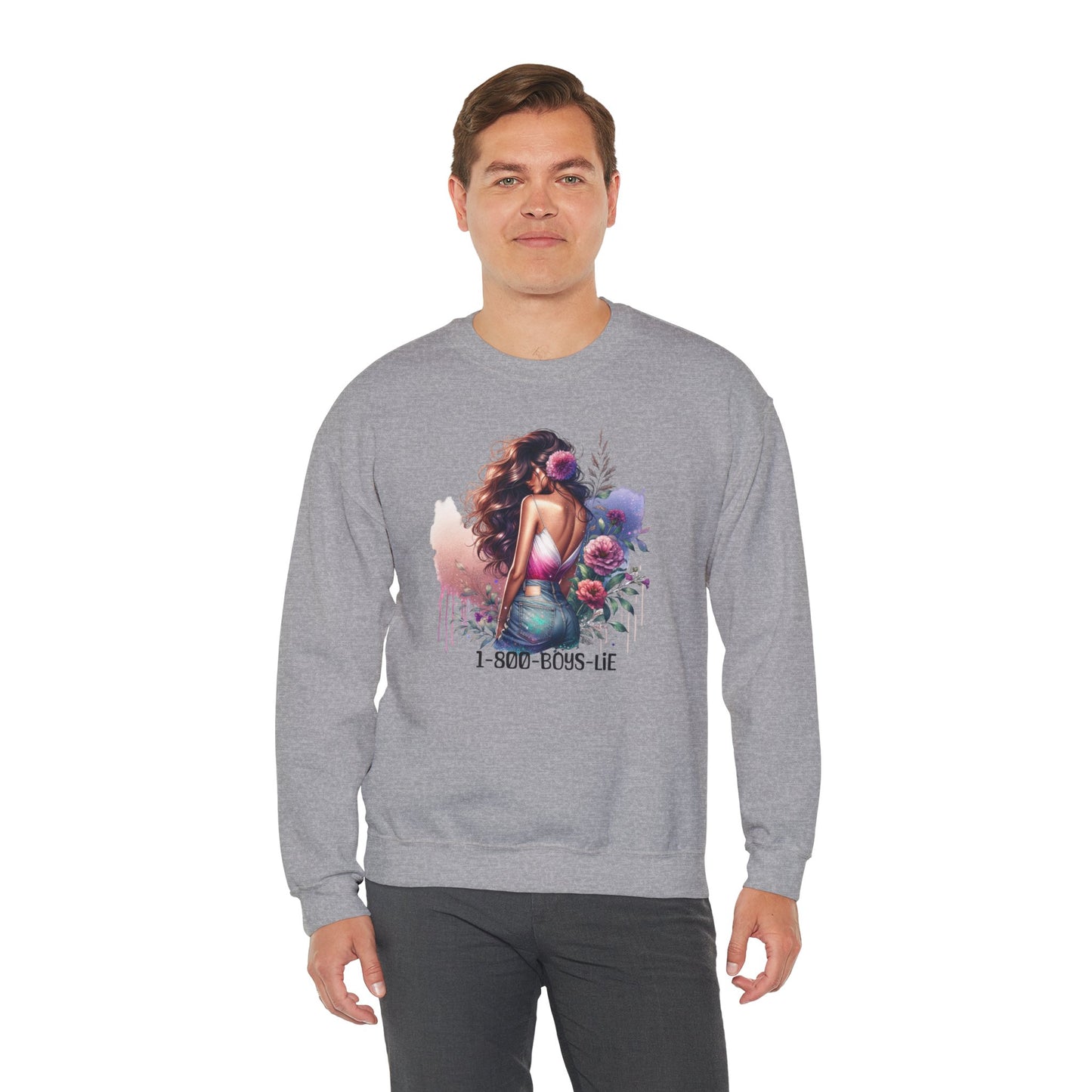 1-800-Boys-Lie Boss Babe Floral Sweatshirt | Unisex Comfortable Crewneck, Trendy Gift for Her, Affirmation Clothing, Cozy Fashion