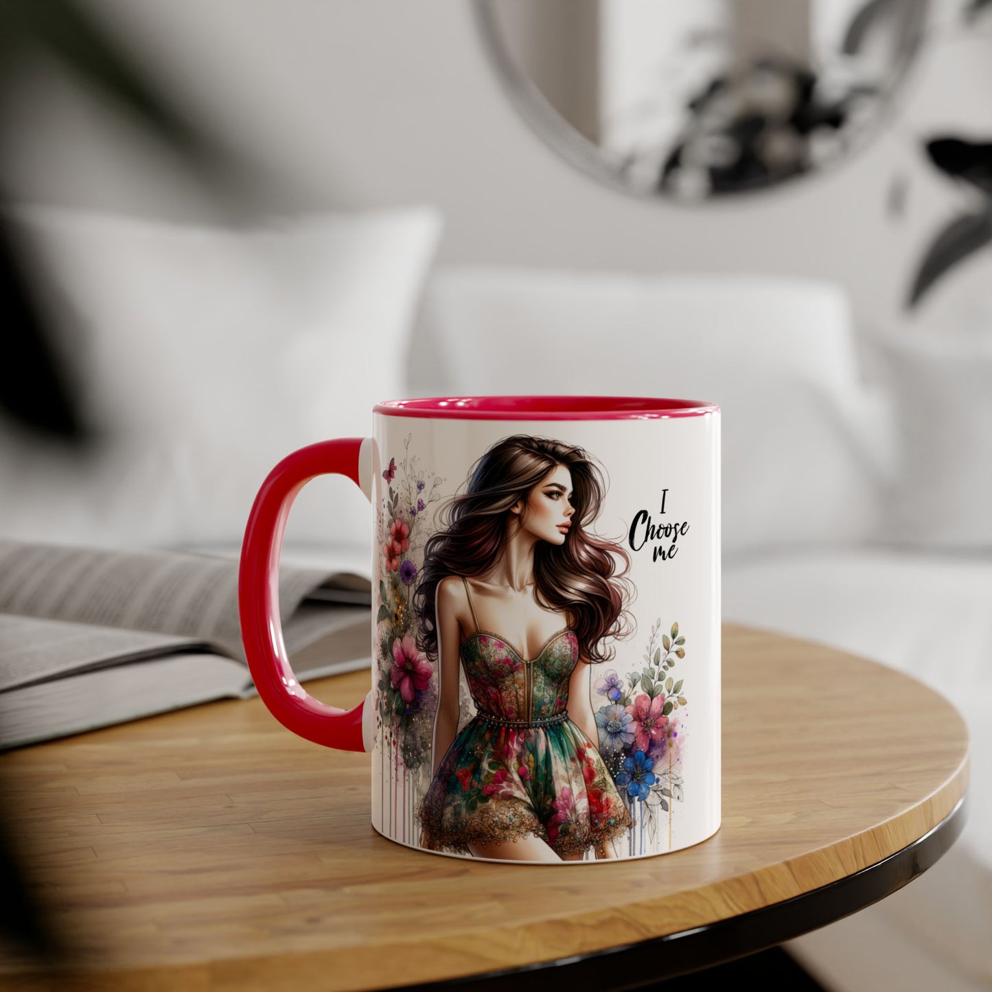 I Choose Me  Floral Accent Mug, 11oz Coffee Cup, Self-Love Gift, Inspirational Drinkware, Unique Home Decor, Feminine Art Mug