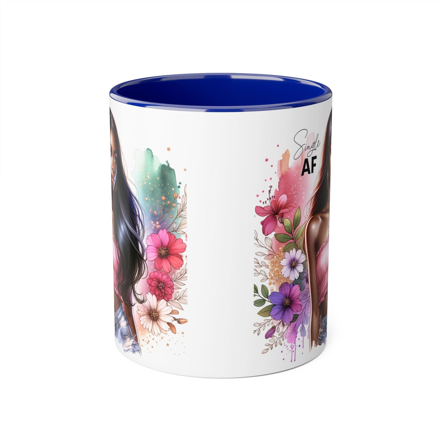 Single AF Stylish Accent Mug - Floral Artwork, Perfect Gift for Friends, Unique Home Decor, Birthday, Coffee Lover