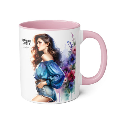 Straight Outta Divorced Humoristic Artistic Accent Mug, Personalized Gift for Coffee Lovers, Floral Design Mug, Straight Outta Mug, Creative Kitchenware, Unique Home Decor