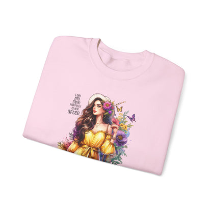 I Am My Own Happily Ever After  Floral Goddess Crewneck Sweatshirt - Boho Chic, Cozy Style, Perfect for Spring, Gift for Her, Casual Wear, Everyday Comfort