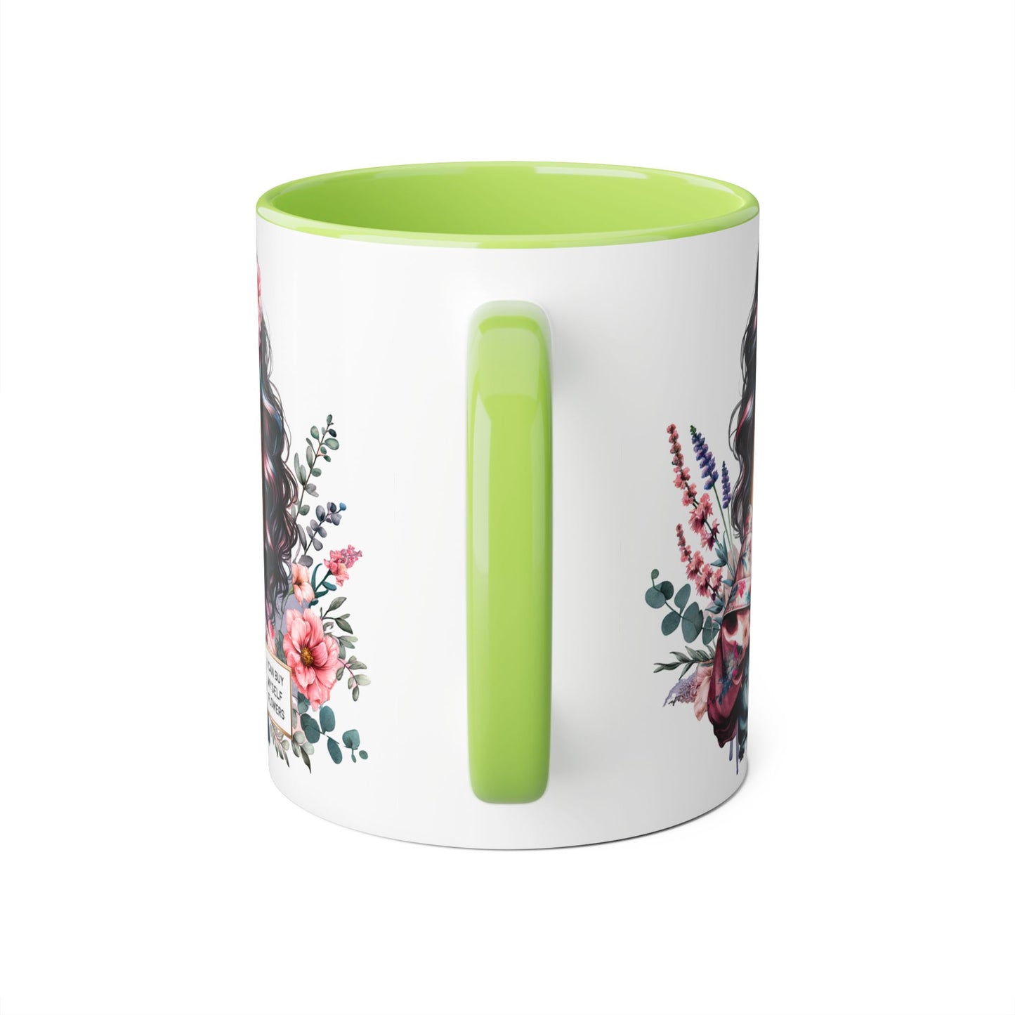I Can Buy Myself Flowers Floral Accent Mug, Inspirational Coffee Cup, Gift for Her, Self-Care Mugs, Women's Empowerment Drinkware