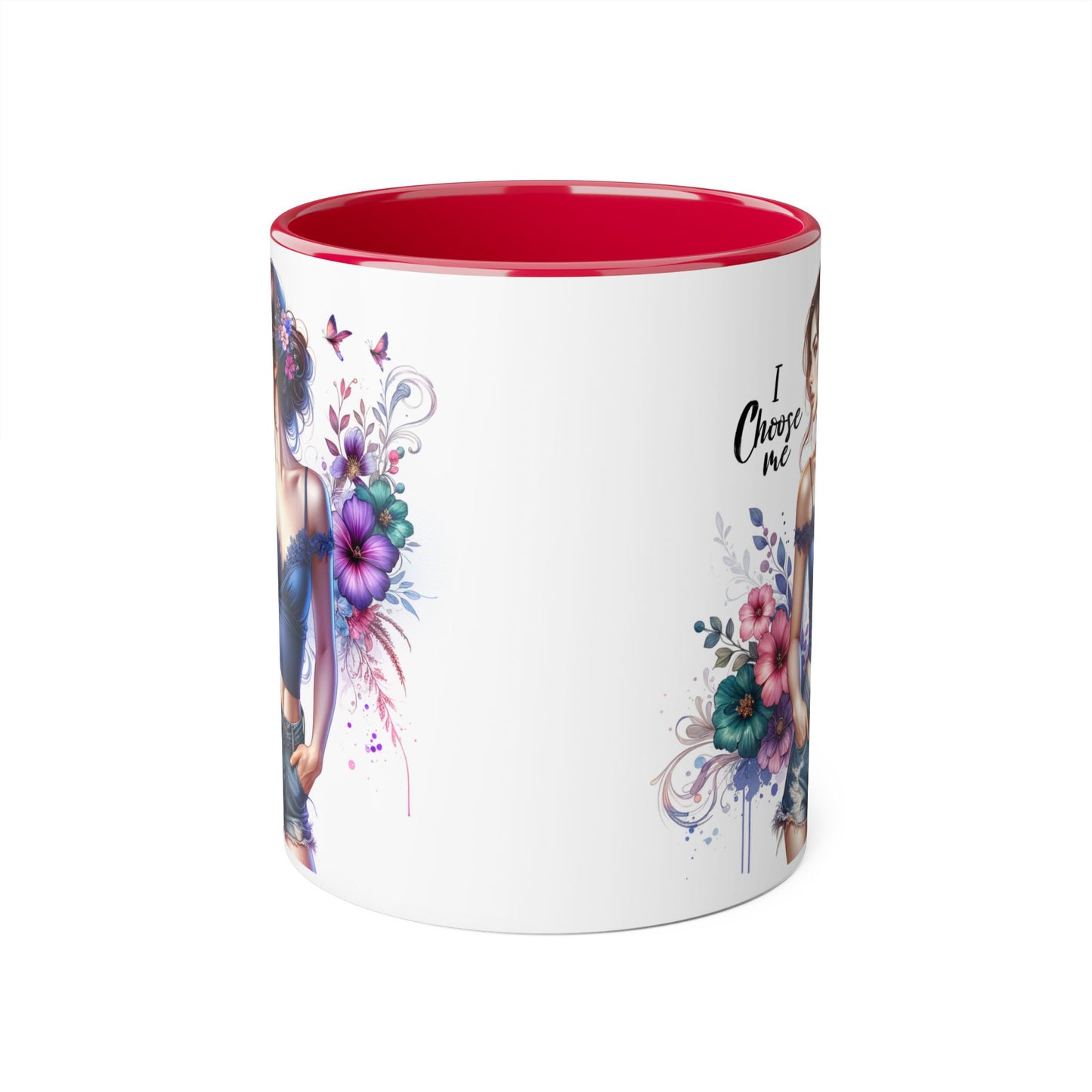 I Choose Me Floral Art Accent Mug, Inspirational Coffee Cup, Gifts for Her, Home Decor, Birthday Present, Self-Care Reminder