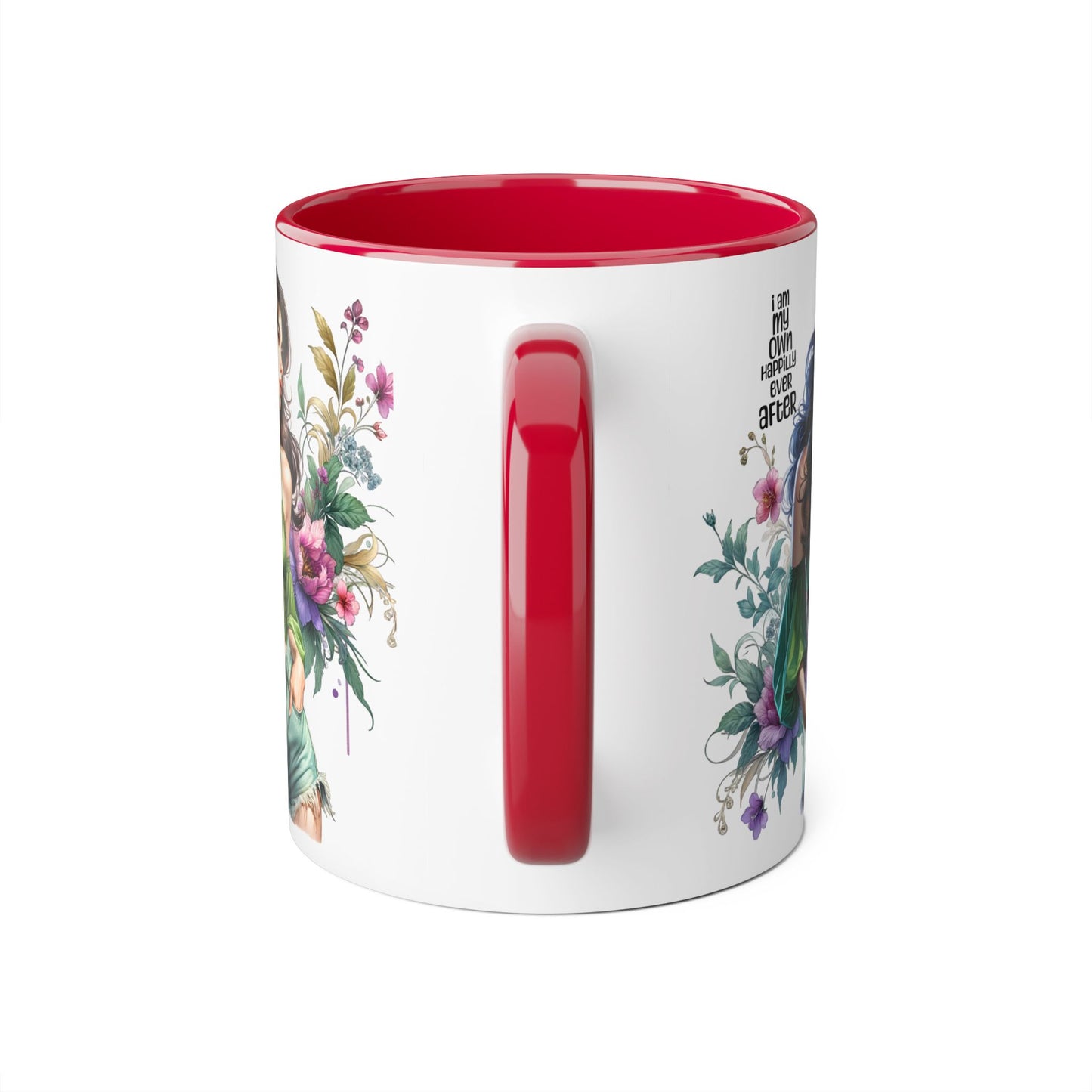 I Am My Own Happily Ever After Empowered Woman Accent Mug, Inspirational Coffee Cup, Floral Art Mug, Perfect Gift for Her, Motivational Drinkware