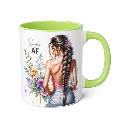 Single AF Chic Floral Coffee Mug, Single AF, Unique Gift for Her, Trendy Drinkware, Birthday Present, Home Decor, Tea Time, Self-Love