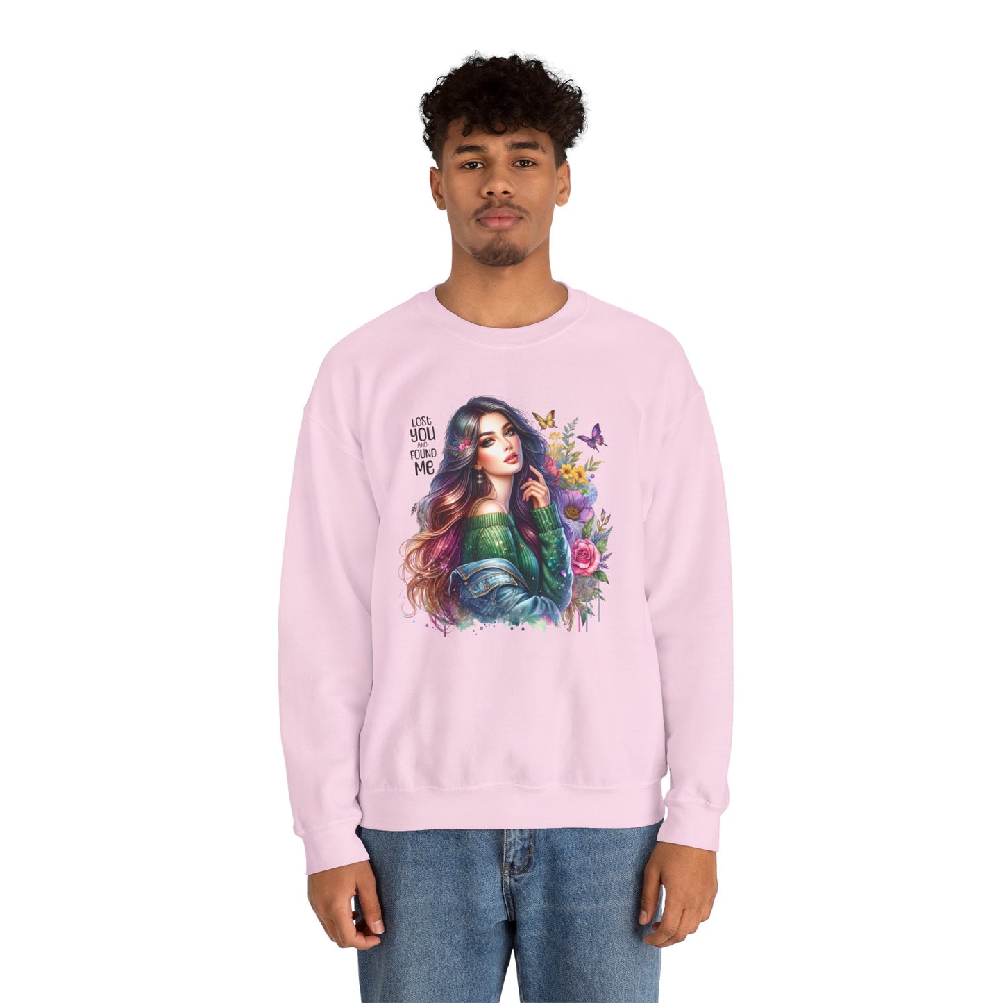 Lost You And Found Me Bohemian Floral Crewneck Sweatshirt, Cozy Graphic Sweatshirt, Gift for Her, Unique Art Pullover, Spring Fashion Crew