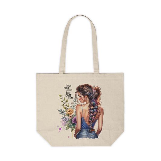 I Don`t Make Mistakes, I Just Date Them Beautiful Floral Canvas Shopping Tote, Stylish Grocery Bag, Eco-Friendly Tote, Gift for Her, Nature Lover Bag, Everyday Use