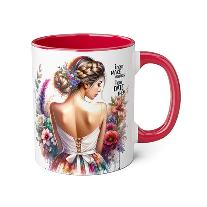 I Don't Make Mistakes, I Date Them Whimsical Floral Accent Mug | Gift for Her | Funny Quote Coffee Cup | Home Decor | Birthday Gift | Self-Care