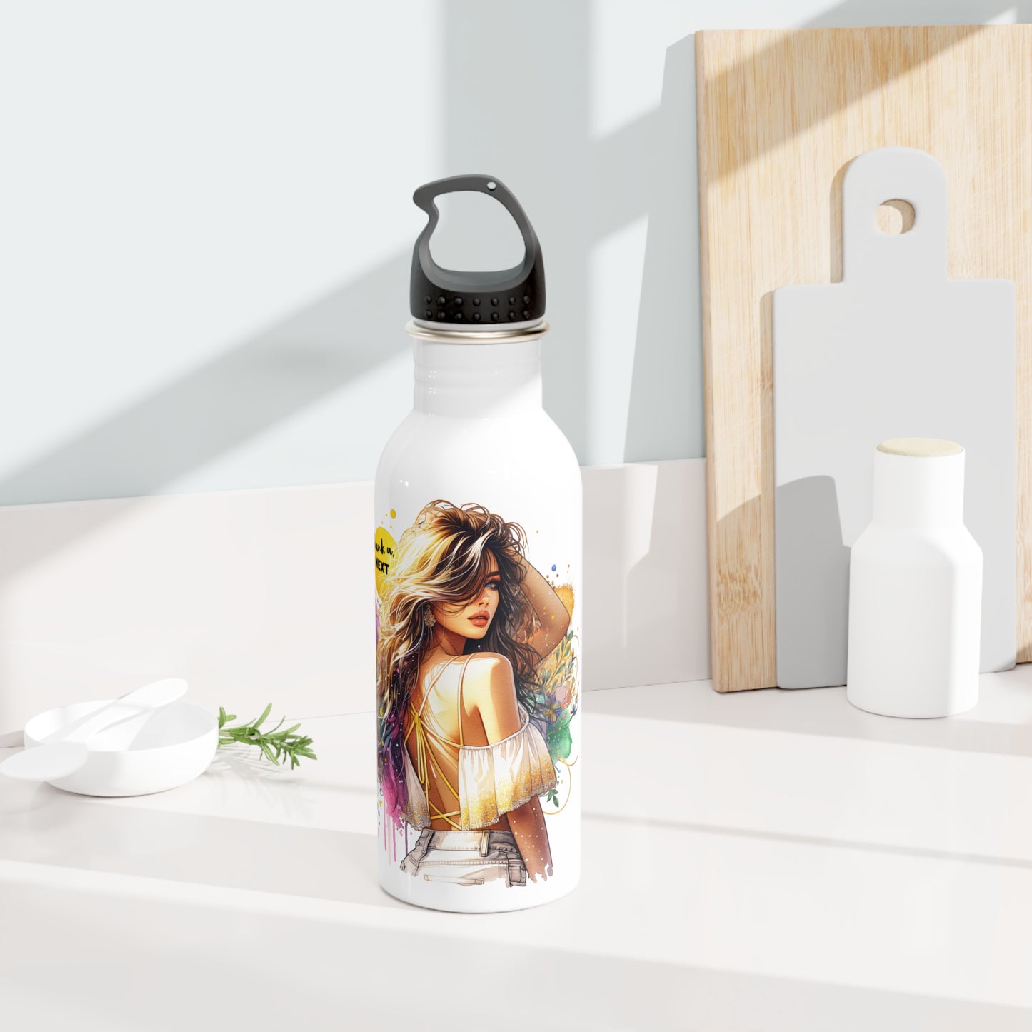 Thank U, Next Colorful Stainless Steel Water Bottle with Artistic Design, Outdoor Hydration, Gift for Her, Fitness Accessory, Unique Water Bottle, [...]