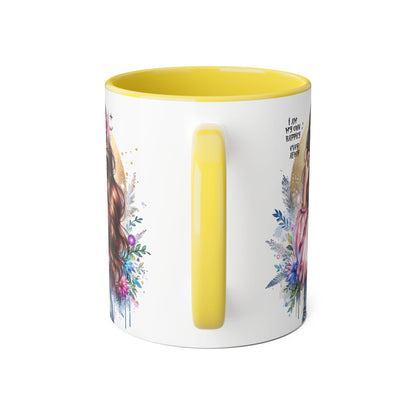 I Am My Own Happily Ever After Boho Chic Accent Mug with Inspirational Quote, Gifts for Her, Self-Love Decor, Coffee Mug for Everyday Use, Unique Art Mug