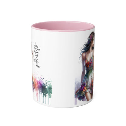 I Was Married Before But I'm Better Now Humoristic Floral Art Accent Mug, Inspirational Coffee Cup, Unique Gift for Her, Spring Decor, Creative Homeware