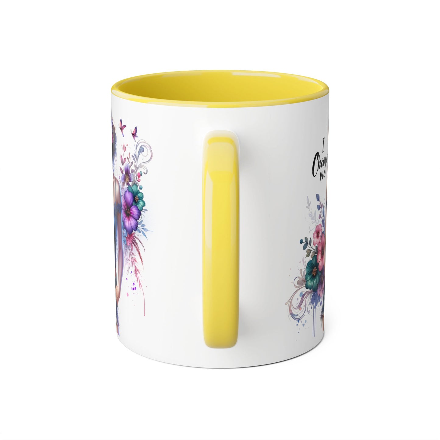 I Choose Me Floral Art Accent Mug, Inspirational Coffee Cup, Gifts for Her, Home Decor, Birthday Present, Self-Care Reminder