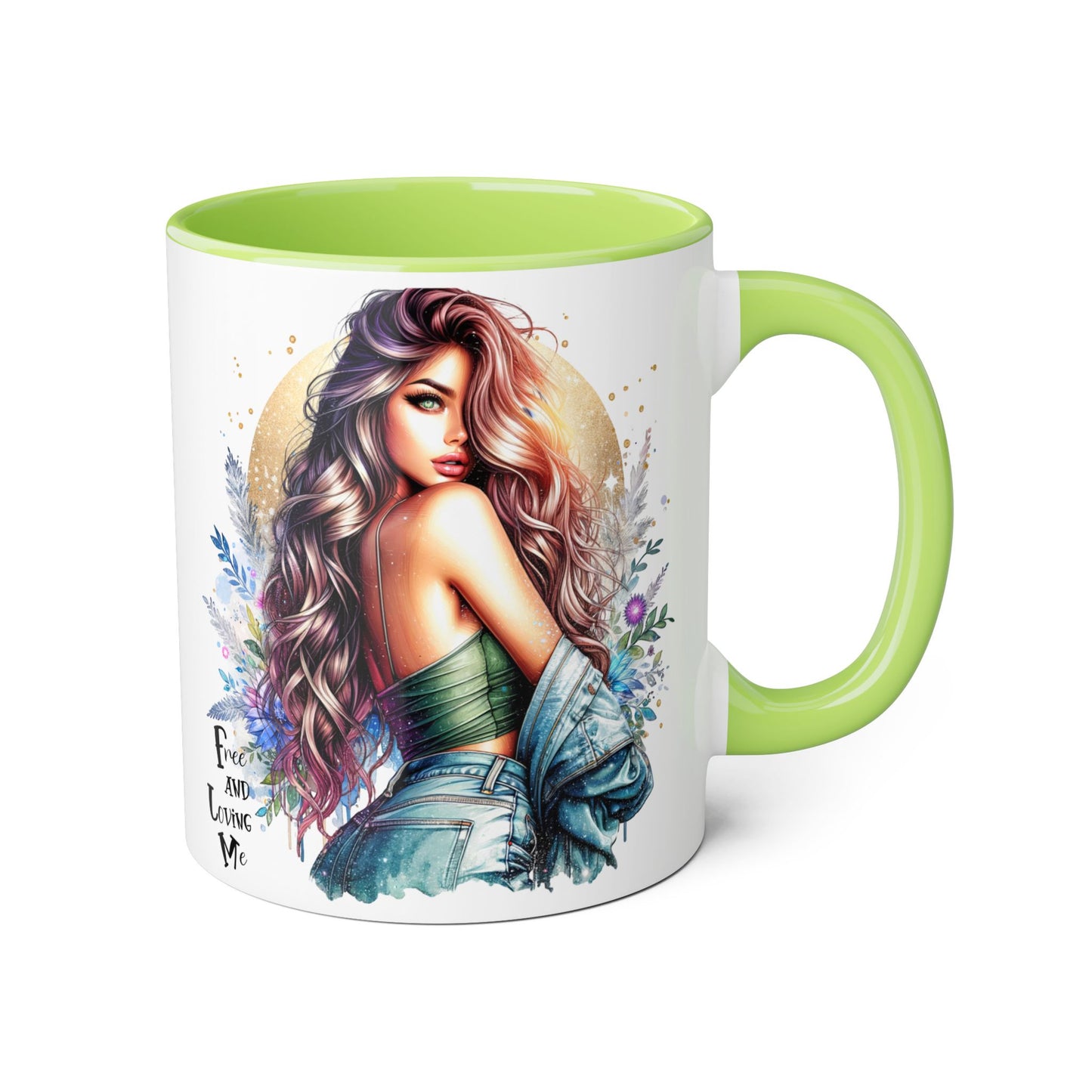 Artistic Accent Mug, Colorful Coffee Cup, Unique Gift for Her, Dreamy Floral Design, Ideal for Birthdays, Self-Care Moments