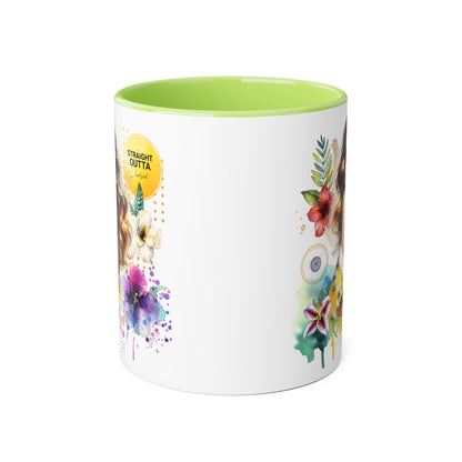 Straight Outta Divorced Humoristic Vibrant Accent Mugs, Floral Coffee Cup, Artistic Drinkware, Gift for Her, Home Decor, Unique Mug
