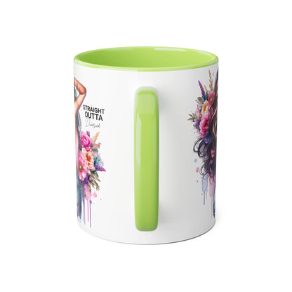 Straight Outta Divorced Humoristic Floral Art Accent Mug - Perfect for Coffee Lovers, Gift for Her, Home Decor, Inspirational, Mother's Day