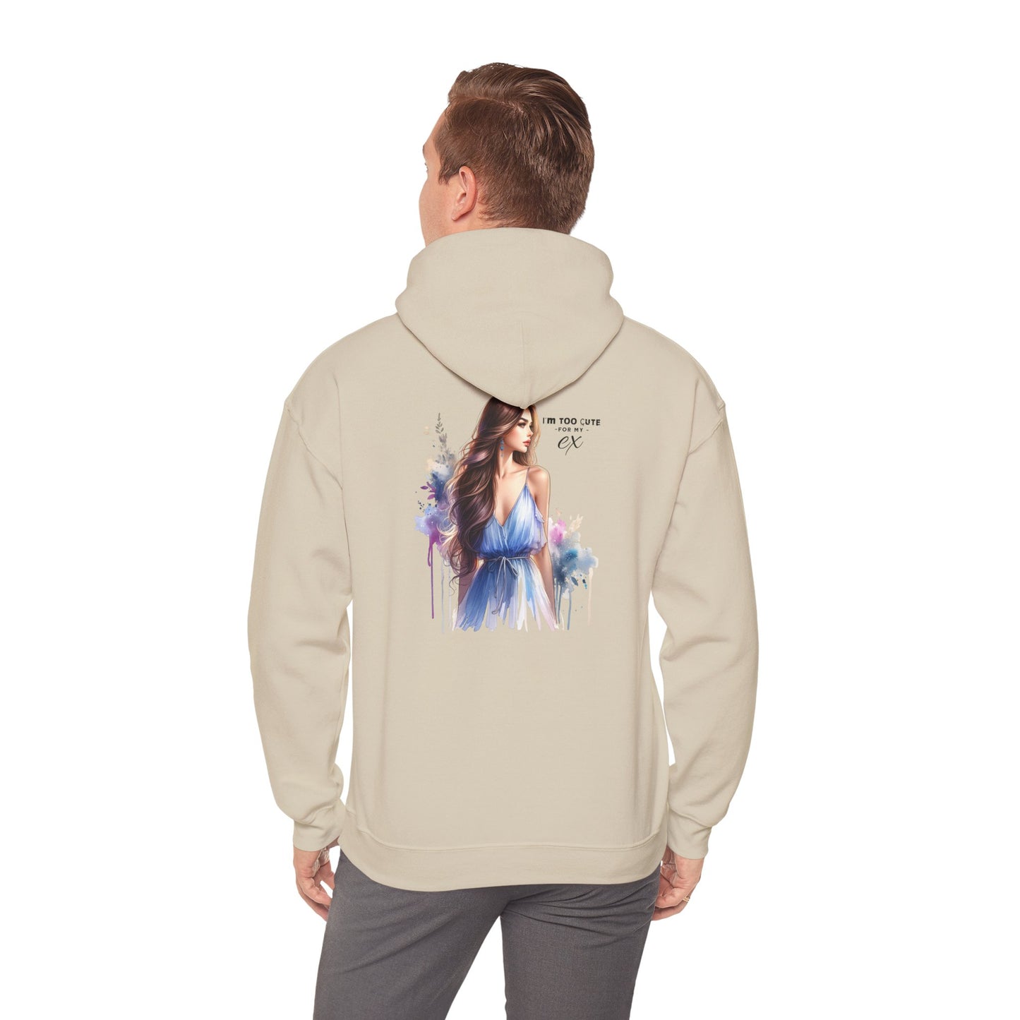 I'm Too Cute For My Ex Stylish Artistic Hoodie, Cozy Sweatshirt for All Occasions, Perfect Gift for Fashion Lovers, Trendy Layering Essential, Great for Holidays