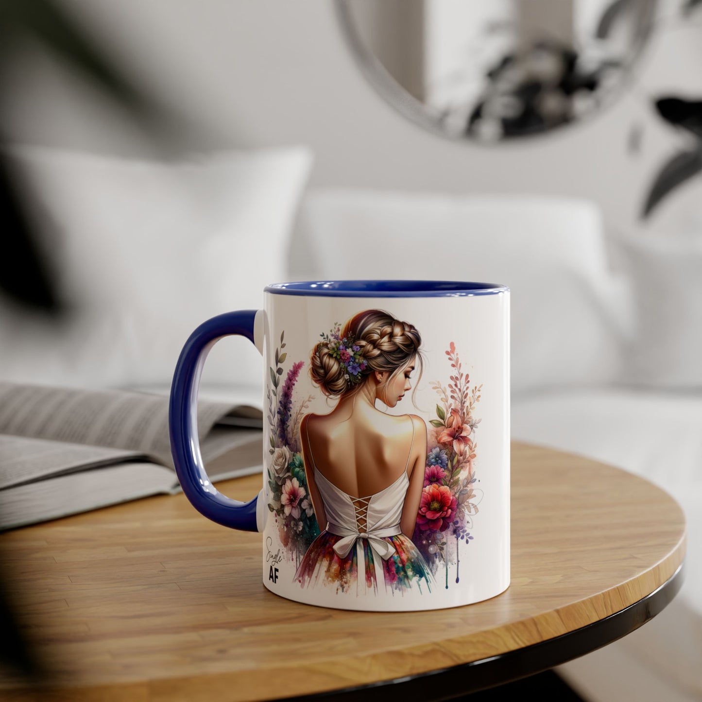 Single AF Floral Elegance Mug, Custom Coffee Cup, Gift for Her, Bridesmaid Present, Artful Design, Home Decor