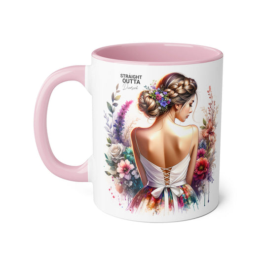 Straight Outta Divorced Humoristic Boho Floral Accent Mug, Inspirational Gift, Coffee Lover's Cup, Unique Art Mug, Straight Outta Beautiful, Personalized Drinkware