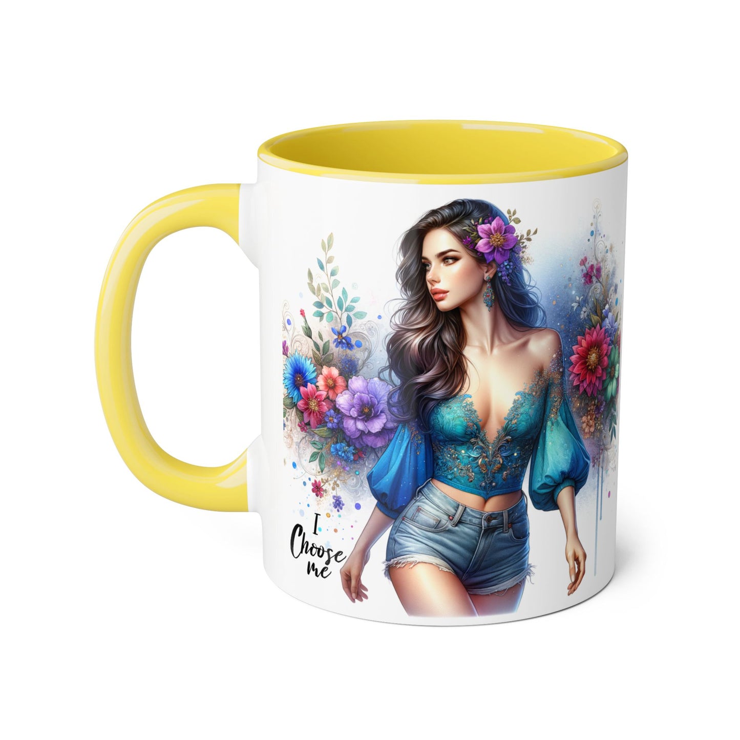 I Choose Me Boho Floral Accent Mug, Choose Me Coffee Cup, Unique Gift for Her, Art Mug, Colorful Drinkware