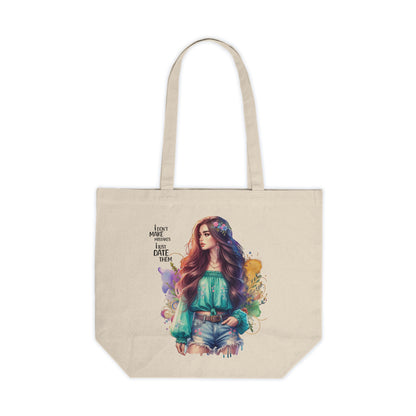 I Don`t Make Mistakes, I Just Date Them Bohemian Canvas Shopping Tote | Eco-Friendly Bag | Art Tote for Women | Gift for Her | Fashionable Market Tote