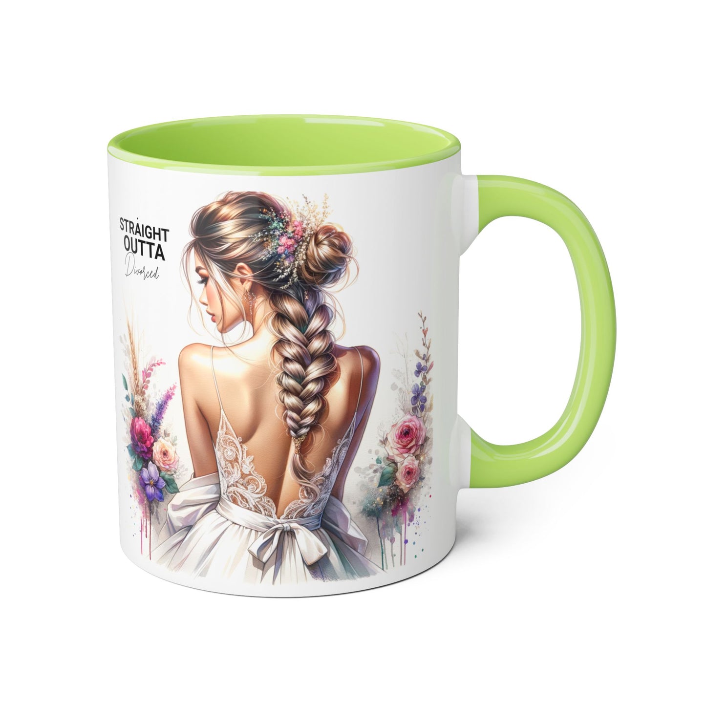 Straight Outta Divorced Humoristic Elegant Floral Accent Mug, Perfect Gift for Weddings, Bridesmaid, Coffee Lovers, Home Decor, Floral Mug, Art Mug